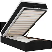 vidaXL Ottoman-Bett mit Matratze & LEDs Schwarz 100x200 cm Stoff