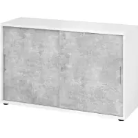Hjh OFFICE PRO BETA 1752S - 2 OH Schiebetürenschrank Weiß/Beton Metallgriff