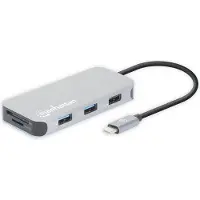 Manhattan 130615, Kabelgebunden, USB 3.2 Gen 1 (3.1 Gen 1) Type-C, 100 W, 10,100,1000 Mbit/s, Aluminium, MicroSD (TransFlash)