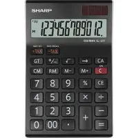 Sharp EL-125T Bordlommeregner Sort Display (indstil): 12 solcelle-drift, Batteridrevet (B x H x T) 112 x 13 x 176 mm