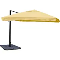 Mendler Ampelschirm MCW-A96, Gastronomie, 3x3m (Ø4,24m) Polyester Alu/Stahl 23kg Flap, creme mit Ständer, drehbar