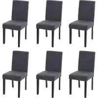 MCW 6er-Set Esszimmerstuhl Stuhl Küchenstuhl Littau Textil, anthrazitgrau, dunkle Beine
