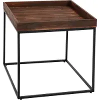Mendler Beistelltisch MCW-K71, Kaffeetisch Couchtisch Tisch, Paulownia-Holz Metall 60x60x60cm dunkelbraun