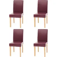 MCW 4er-Set Esszimmerstuhl Stuhl Küchenstuhl Littau MVG- Kunstleder, rot helle Beine