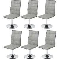 MCW 6er-Set Esszimmerstuhl MCW-C41, Stuhl Küchenstuhl, höhenverstellbar drehbar, Stoff/Textil MVG vintage betongrau