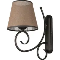 Licht-Erlebnisse Wandleuchte Landhausstil Braun Stoff Schirm rustikale Wandlampe Schlafzimmer Wohnzimmer ABUELA