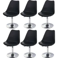 Mendler 6er-Set Drehstuhl Vaasa T501, Stuhl Küchenstuhl, höhenverstellbar, Kunstleder schwarz