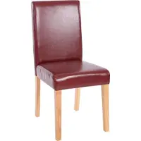 Mendler 6er-Set Esszimmerstuhl Stuhl Küchenstuhl Littau Kunstleder, rot-braun, helle Beine