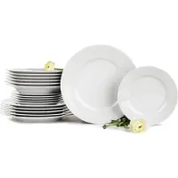 Konsimo Tafelservice für 6 Personen (18-tlg.) "AMELIA", Weiß, Porzellan, Elegant, 19 cm / 26 cm / 23 cm