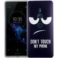 König Design Sony Xperia XZ2 Handyhülle Schutzcase Dont Touch My Phone Blau Cover Bumper Etui