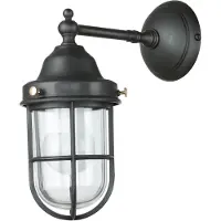 Licht-Erlebnisse Wandlampe außen Messing massiv Glas E27 H: 30 cm IP44 in Bronze Maritim Außenleuchte Garten Haus Balkon