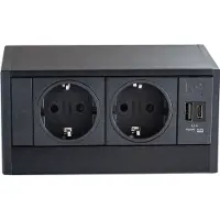 Evoline R-Dock Steckdosenelement 2 x Schuko, USB-A + C Charger schwarz
