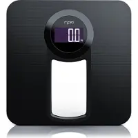 Mybeo Digitale Personenwaage Körperwaage - Badezimmer Waage im Slim Design - 6 mm Sicherheitsglas - großes LCD-Display, max. 150 kg, Messauflösung 0,1 kg, automatisches Ein- und Ausschalten