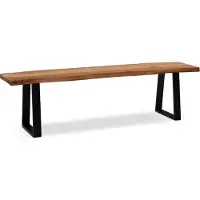 FineBuy Esszimmerbank Sitzbank Akazie Massivholz 180 cm Essbank Baumkante Gross