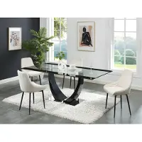 Vente-unique Esstisch - 8 Personen - MDF & Glas - Schwarz - MEZZO