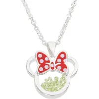 Disney MINNIE - Collier Anniversaire en Laiton Plaqué Argent - Août