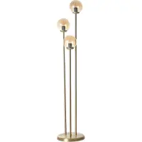 Opviq , Judy 3 Lü Eskitme Bal Caml Lambader, Stehlampe, METALLKÖRPER, Bernstein, 150 x 30 x 30 cm