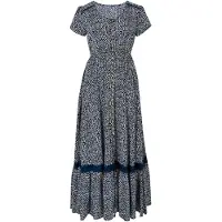 Apricot Druckkleid "Gemustertes Maxikleid" 1 tlg. mit bestickter Bordüre
