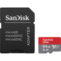 SanDisk Ultra, 64 GB, MicroSDXC, Klasse 10, 120 MB/s, Class 1 (U1), Grau, Rot