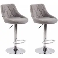 CLP 2er Set Barhocker Lazio Stoff höhenverstellbar und 360 Grad drehbar | Farbe grau