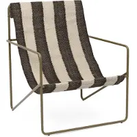 Ferm Living - Desert Lounge Chair, olive / off-white / chocolate