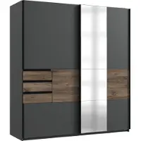 Wimex Schwebetürenschrank Bamberg Graphit Eiche mit Spiegel 180cm
