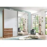 Wimex Schwebetürenschrank Level 36D ca. 250 cm Weiß/Eiche Dekor