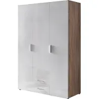 Wimex Kleiderschrank Malta in Hochglanz Lack weiß und Eiche Sägerau 120 cm