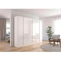 Rauch Drehtürenschrank "Monostar", weiß (alpinweiß, glas kristallweiß), B:271cm H:210cm T:54cm, Holzwerkstoff, Schränke, Drehtürenschrank, mit Glasfront sowie umfangreicher Innenausstattung