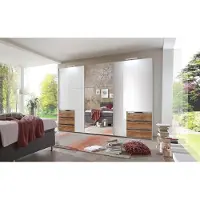 Wimex Schwebetürenschrank Level 36D ca. 300 cm Weiß/Eiche Dekor