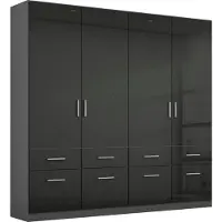 Rauch Kleiderschrank Celle ca. 181x197 cm 8 Schubladen grau hochglanz