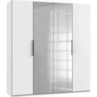Fresh To Go Kleiderschrank Level Schlafzimmerschrank 4-türig mit Spiegel Ausführung wählbarWeiß