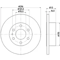 Hella Bremsscheibe Hinterachse voll [Hersteller-Nr. 8DD355117-171] für Iveco