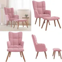 vidaXL Relaxsessel mit Hocker Rosa Samt - Relaxsessel Mit Hocker - Relaxsessel Mit Fußhocker - Sessel Mit Hocker - Sessel Mit Fußhocker