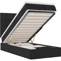 vidaXL Ottoman-Bett mit Matratze & LEDs Schwarz 100x200 cm Stoff