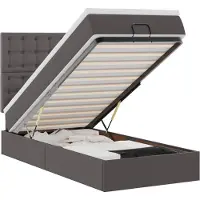 vidaXL Ottoman-Bett mit Matratze & LEDs Grau 80x200 cm Kunstleder