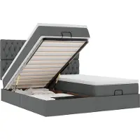 vidaXL Ottoman-Bett mit Matratzen & LEDs Dunkelgrau 200x200 cm Stoff