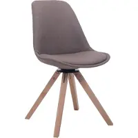 CLP Besucherstuhl Troyes Stoff Square drehbarer und mit eckigen Holzbeinen taupe Gestell Farbe natur