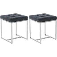 CLP 2er Set Edelstahl Sitzhocker Barci Schwarz