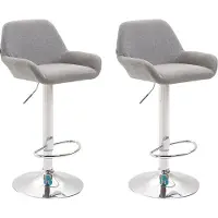 CLP 2er Set Barhocker Braga Stoff drehbar und höhenverstellbar grau Gestell Farbe chrom