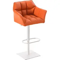 CLP Barhocker Damaso Kunstlederbezug drehbar stufenlos höhenverstellbar bis 240 kg | Farbe orange Gestell Farbe weiß