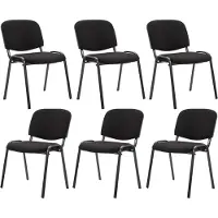 CLP 6er Set Besucherstuhl Ken Stoff stapelbar und mit robustem Metallgestell schwarz