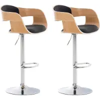 CLP 2er Set Barhocker Kingston Stoff drehbar mit Höhenverstellung | Farbe natur/dunkelgrau