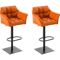 CLP 2er Set Barhocker Damaso Kunstleder drehbar und höhenverstellbar | Farbe orange Gestell Farbe schwarz