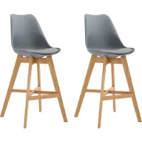 CLP 2er Set Barhocker Cannes Kunststoff grau/natura