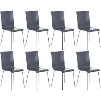 CLP 8er Set Besucherstuhl Pepe mit ergonomisch geformten Holzsitz und Metallgestell grau