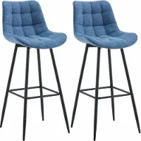 CLP 2er Set Barhocker Dartford blau Material Stoff