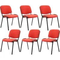 CLP 6er Set Besucherstuhl Ken Stoff stapelbar und mit robustem Metallgestell rot