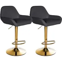 CLP 2er Set Barhocker Braga Gold Kunstleder schwarz
