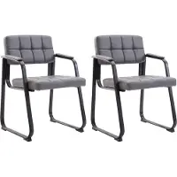 CLP 2er Set Besucherstühle Canada B Kunstleder grau